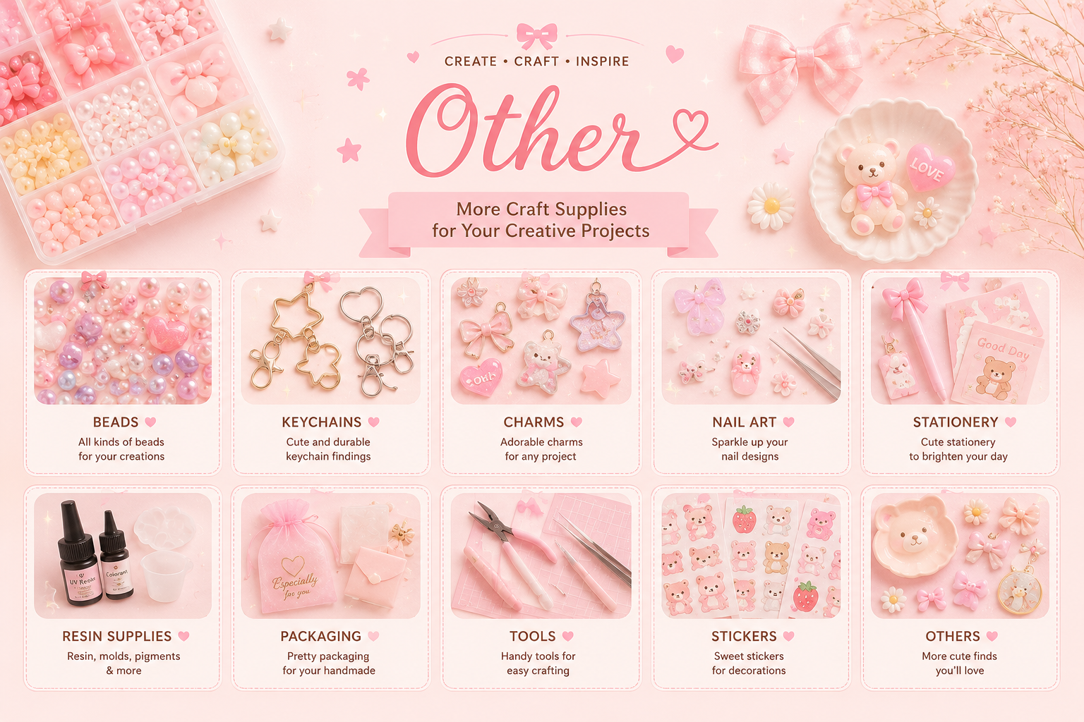 Other Craft Supplies - Beads, Keychains, Charms, Nail Art, Stationery and More by Craftymimco