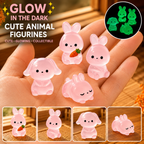 Glow in the dark pink bunny and puppy figurines main photo