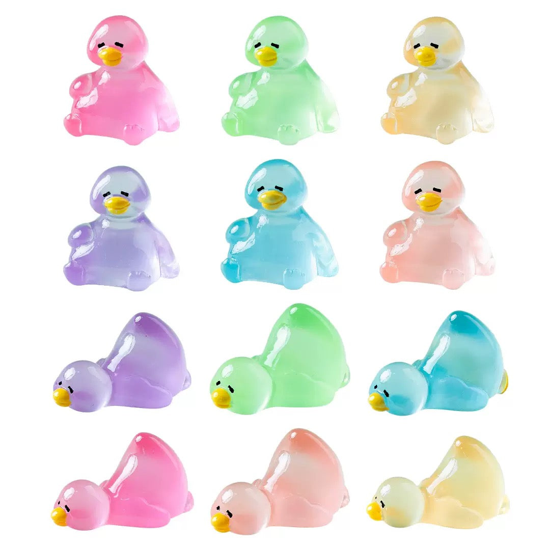 Standing and lying colorful duck resin charms