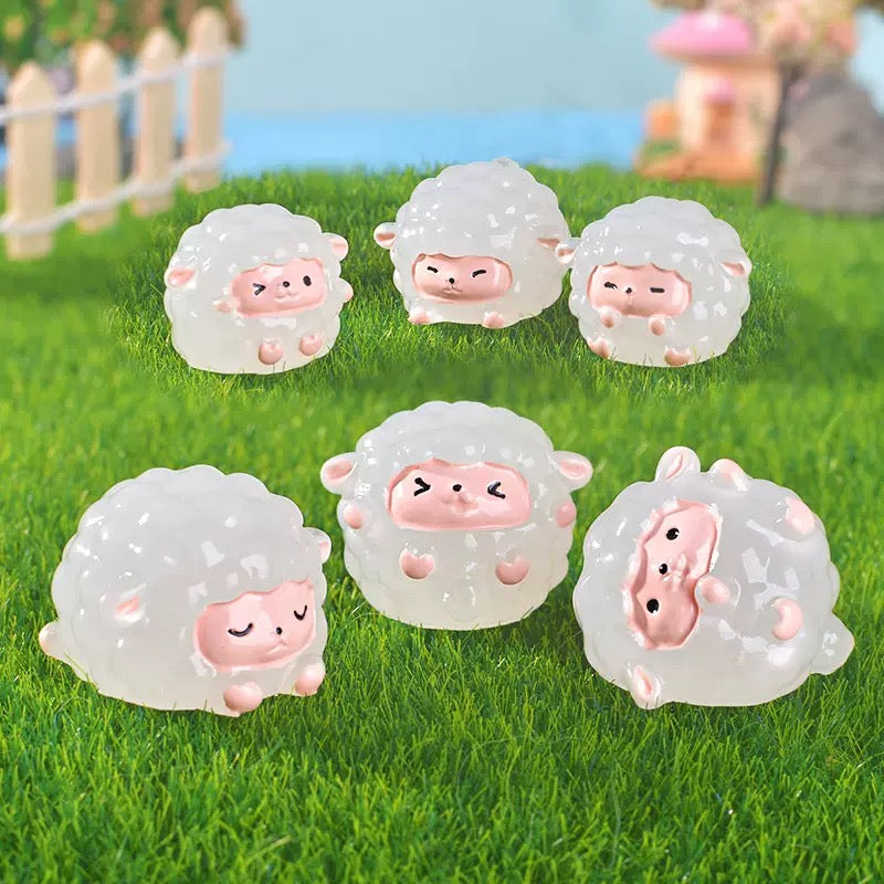 Glow in the dark cute sheep figurines product photo 1