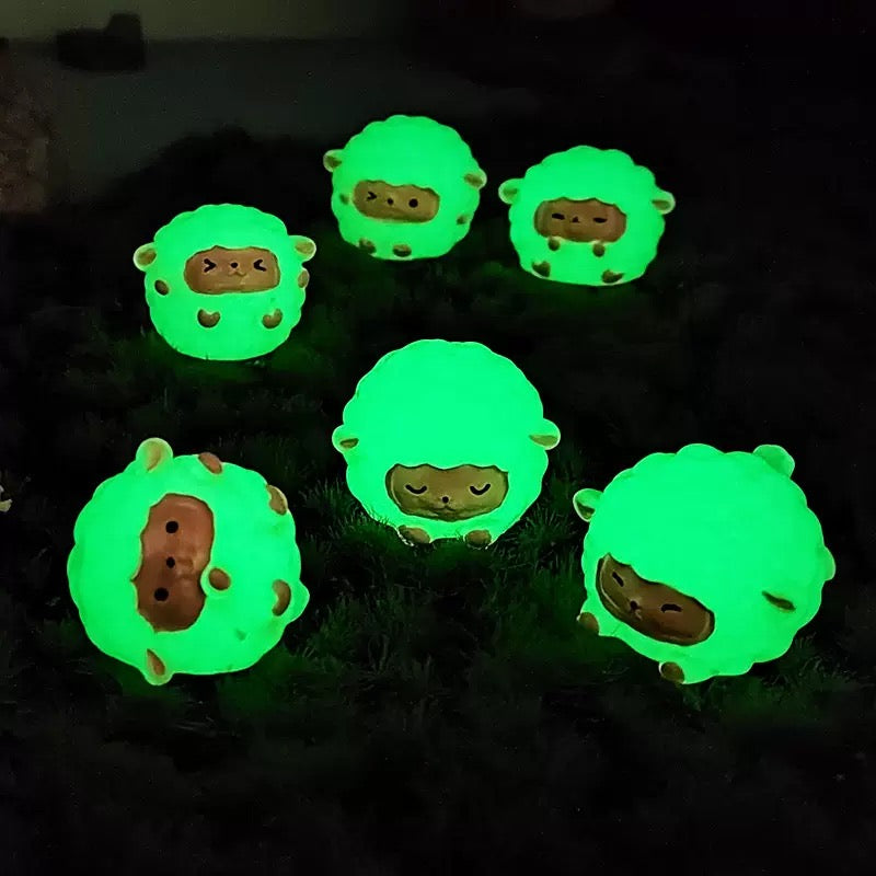 Glow in the dark cute sheep figurines product photo 2