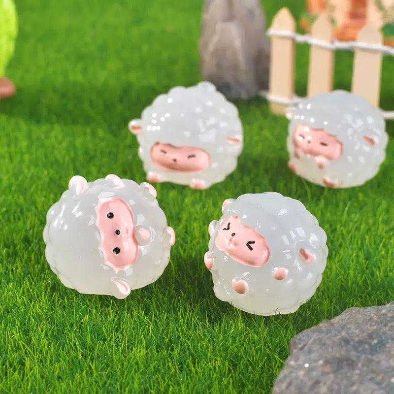 Glow in the dark cute sheep figurines product photo 3