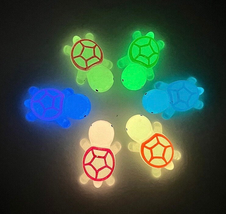 Glow in the Dark Turtle Resin Charms | 14×33mm Flatback Cabochons
