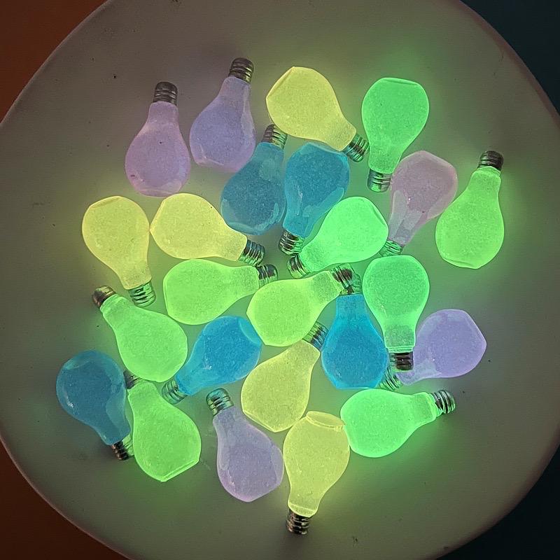 Glow in the Dark Light Bulb Resin Charm Flatback Cabochon for DIY Crafts