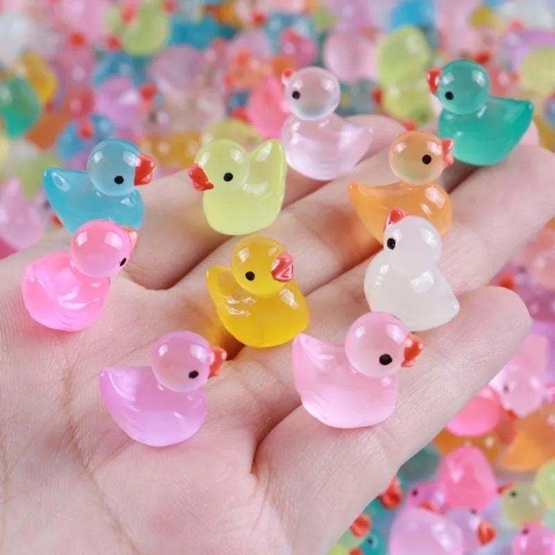Glow in the Dark Duck Resin Charms | Kawaii Flatback Cabochons