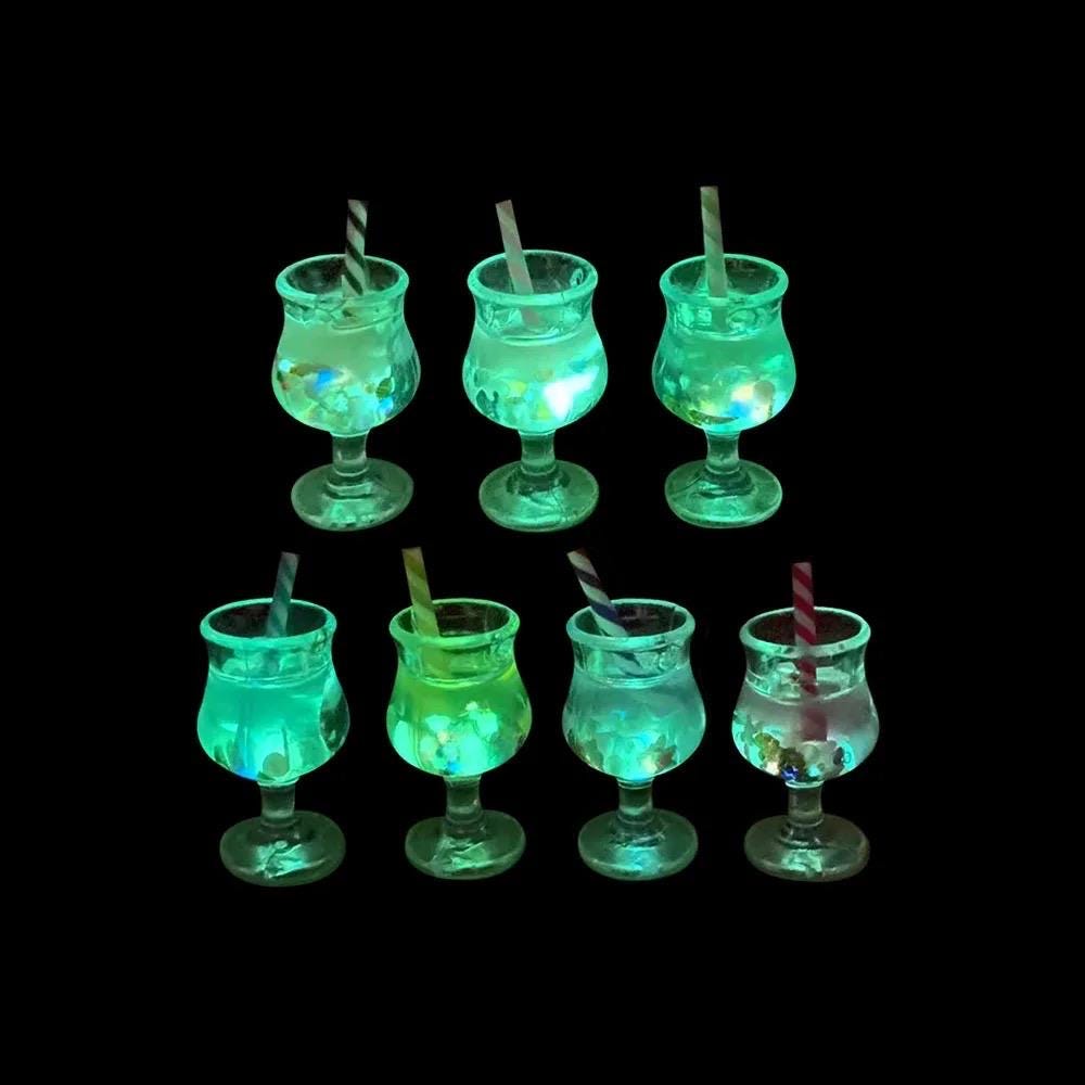 Glow in the Dark Mini Drink Cup Resin Charms luminous flatback resin cabochons for DIY crafts