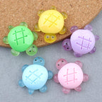 Glow in the Dark Turtle Resin Charms | Luminous Flatback Cabochons for DIY Crafts (30x30mm)