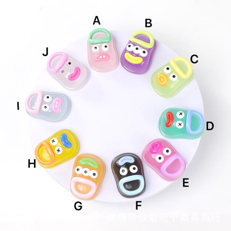 Mixed glow in the dark cartoon shoe 3D resin cabochons