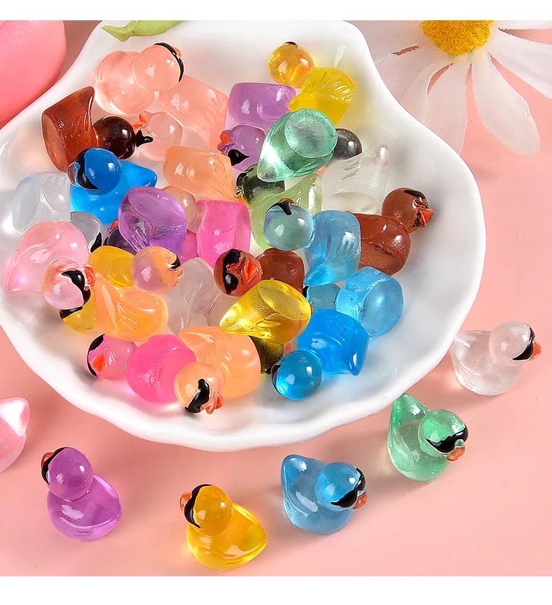 Glow in the Dark Duck with Glasses Resin Charms luminous flatback resin cabochons for DIY crafts