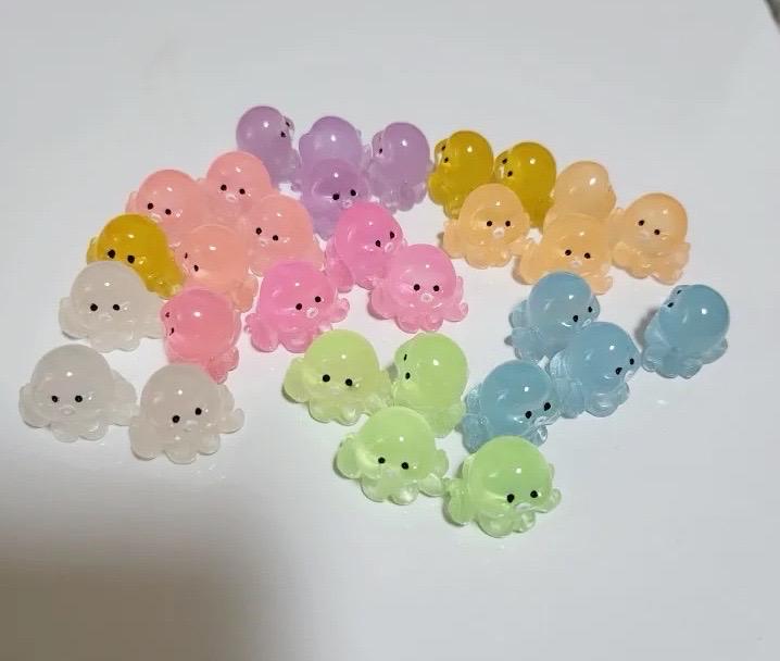 Glow in the Dark Octopus Resin Charms luminous flatback resin cabochons for DIY crafts