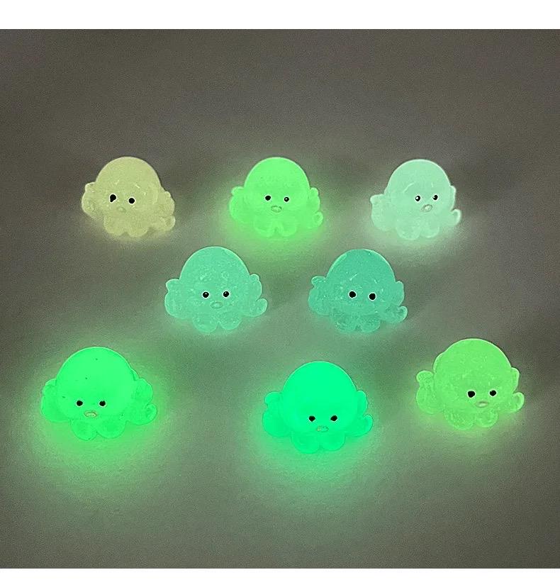Glow in the Dark Octopus Resin Charms luminous flatback resin cabochons for DIY crafts