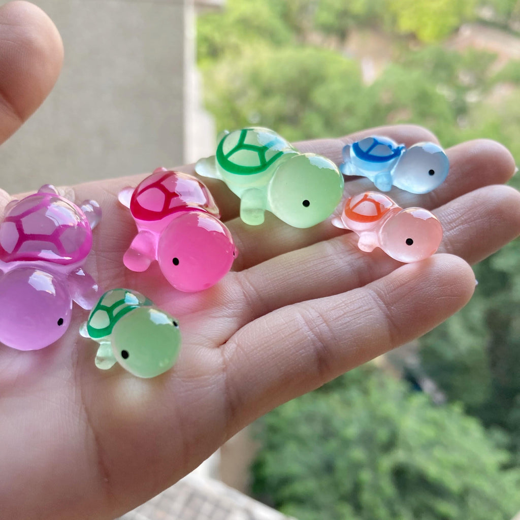 Glow in the Dark Turtle Resin Charms | 14×33mm Flatback Cabochons