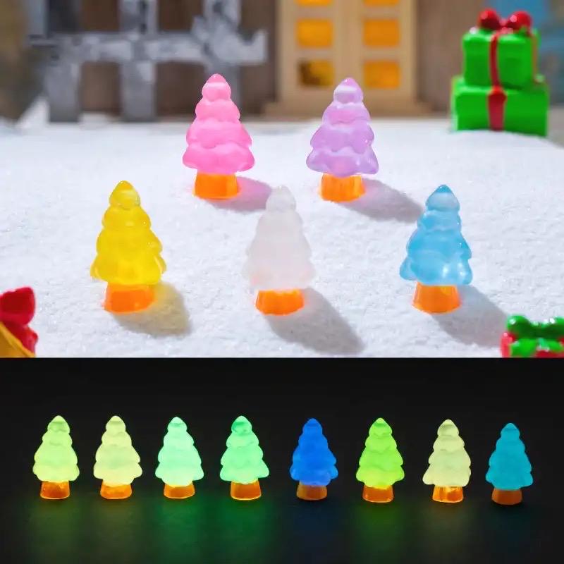 Glow in the dark christmas tree resin charm cabochon for DIY crafts and decoden