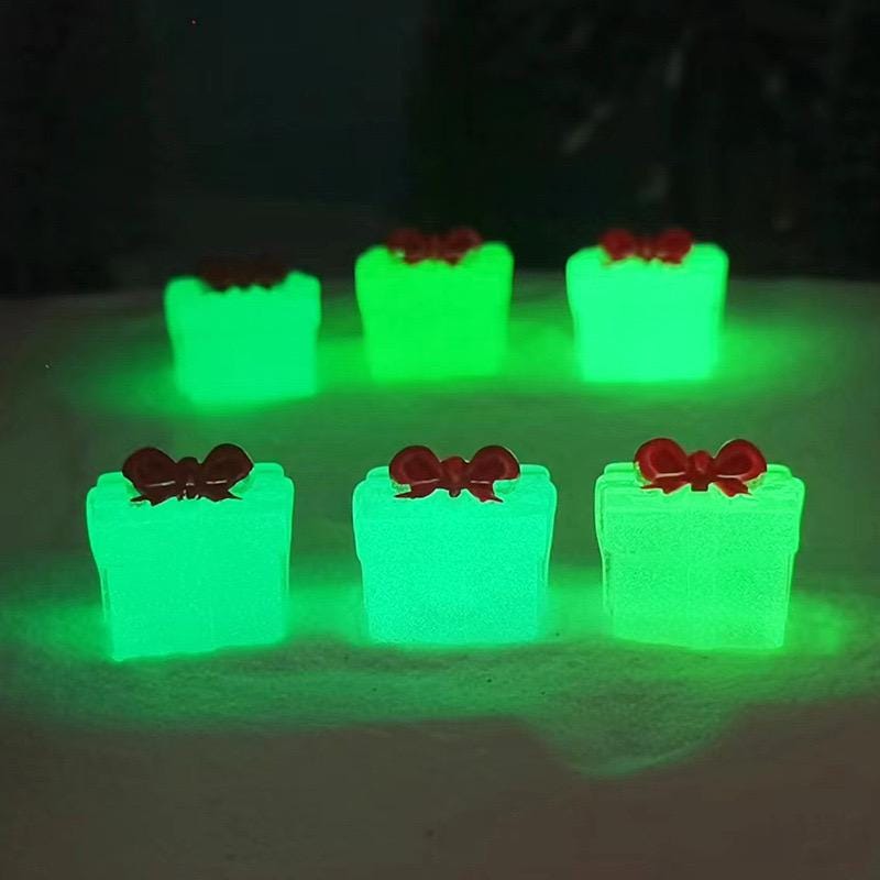 Glow in the Dark Gift Box Resin Charms | Luminous Flatback Cabochons for DIY Crafts & Jewellery Making (15x19mm)