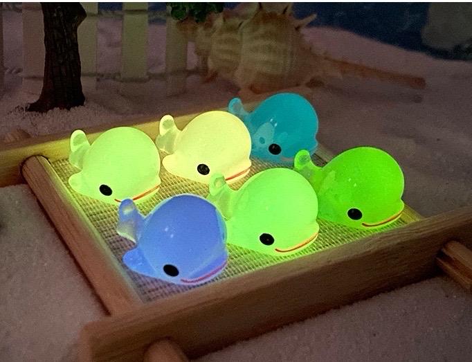 Glow in the Dark Whale Resin Charms | 15mm Ocean Cabochons