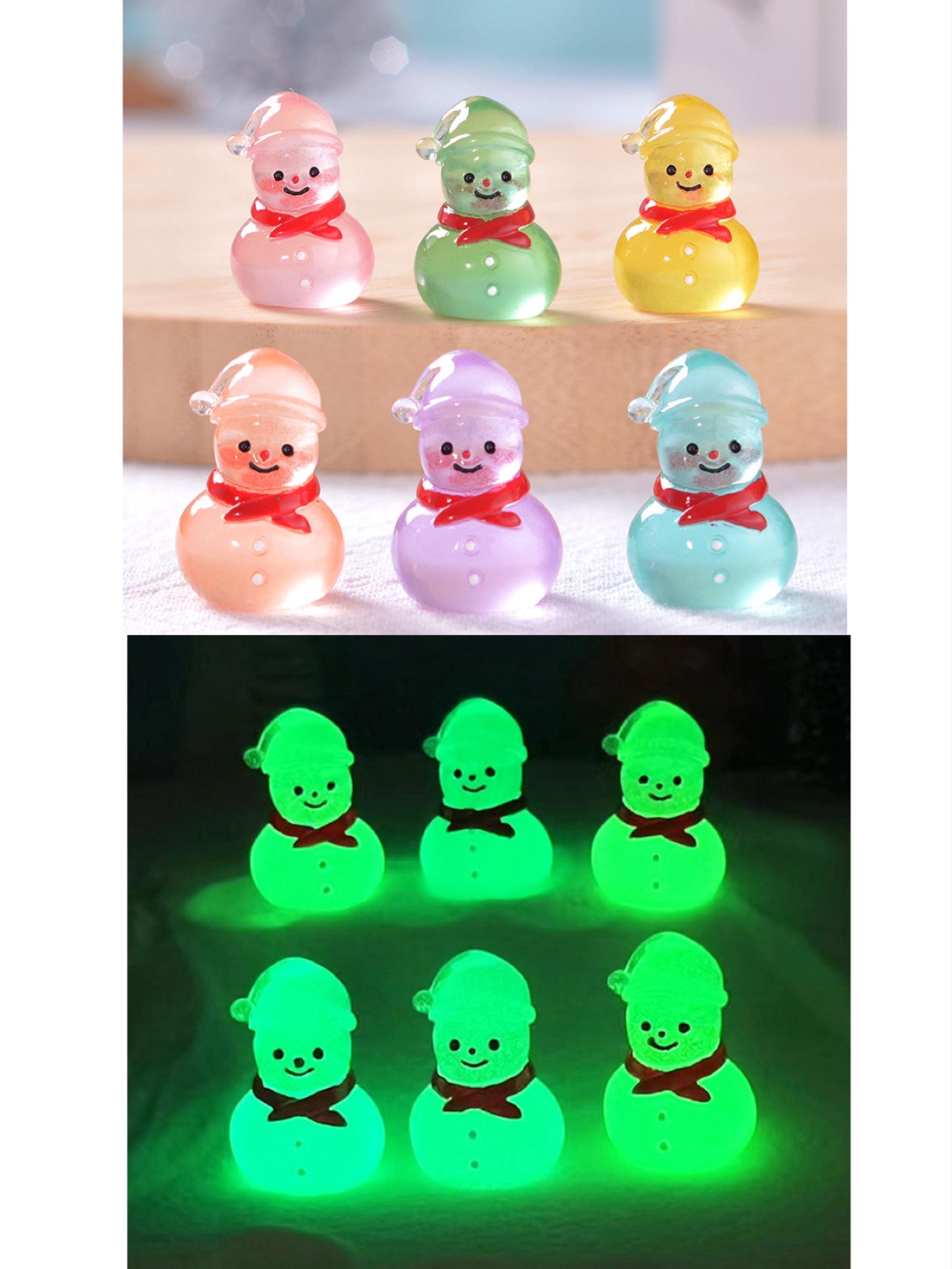 Glow in the dark snowman resin charm cabochon for DIY crafts and decoden