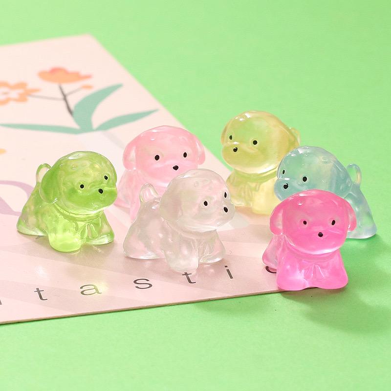 Glow in the dark dog resin charm cabochon for DIY crafts and decoden