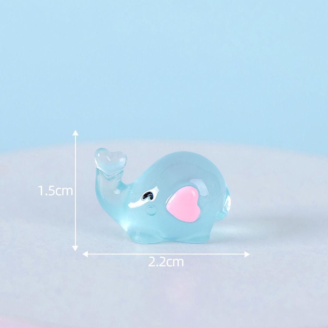 Glow in the Dark Resin Elephant Charm: DIY Craft Cabochon (15x22mm)