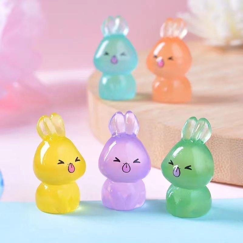 Glow in the Dark Rabbit Resin Charms luminous flatback resin cabochons for DIY crafts