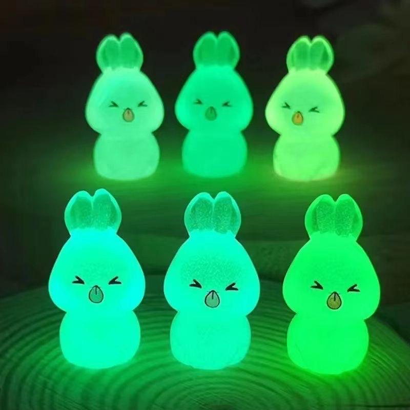 Glow in the Dark Rabbit Resin Charms luminous flatback resin cabochons for DIY crafts
