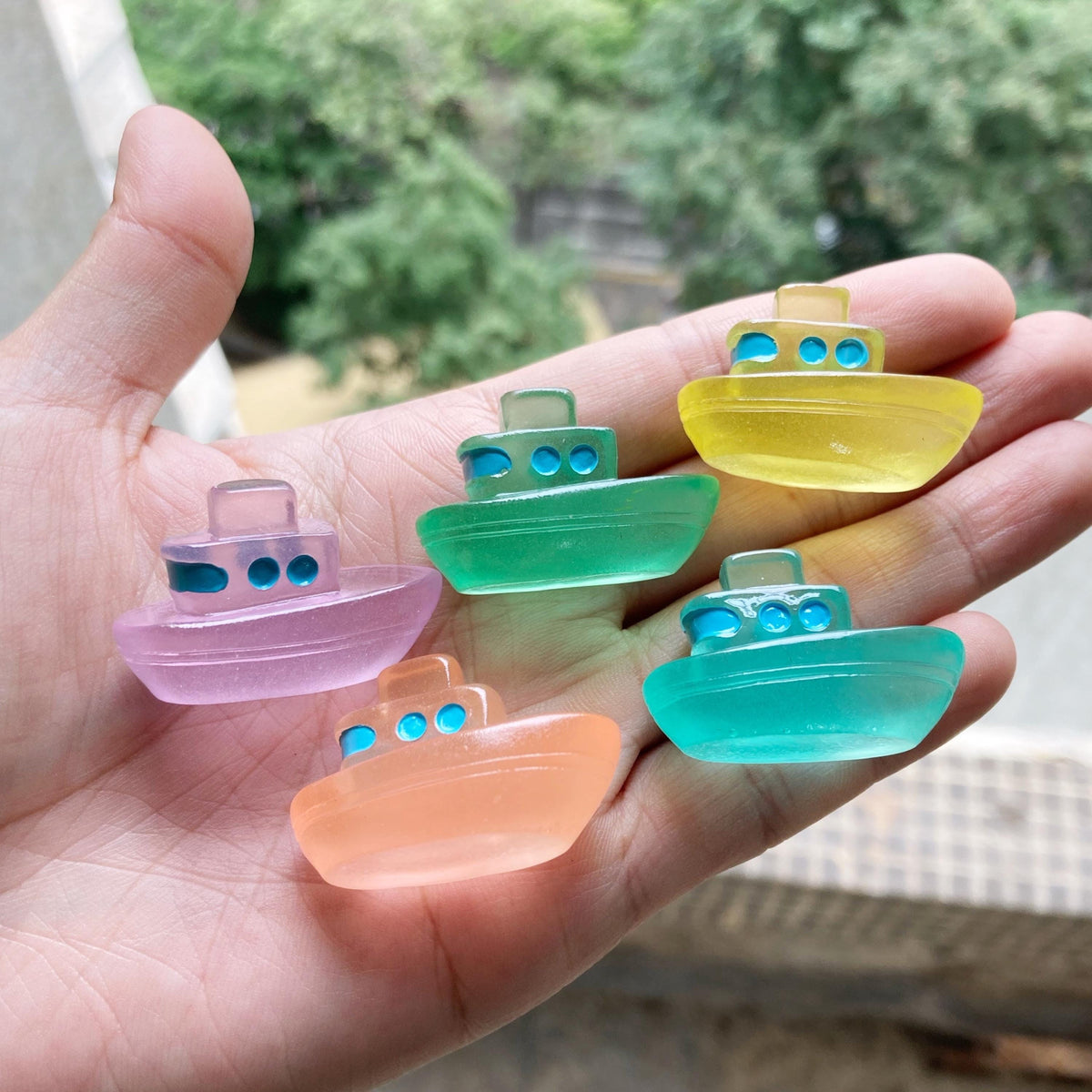 Glow in the dark boat resin charm cabochon for DIY crafts and decoden