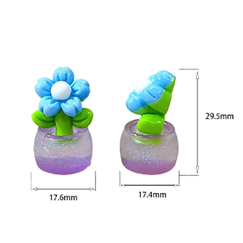Glow in the Dark Flower Potted Plant Resin Charms | Luminous Flatback Cabochons for DIY Crafts & Phone Case Decoration (30x17mm)