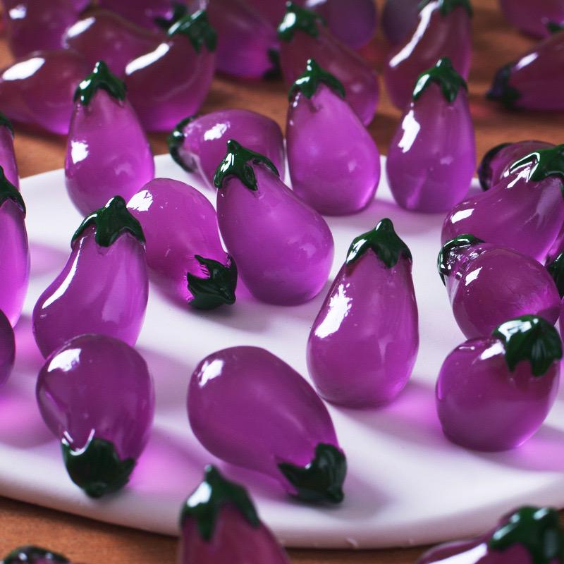 Glow in the Dark Eggplant Resin Charm luminous flatback resin cabochons for DIY crafts
