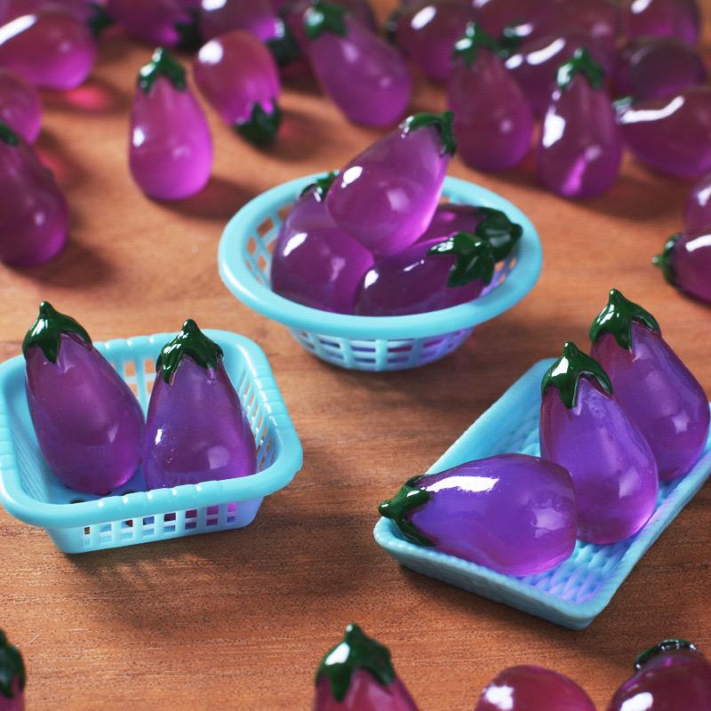 Glow in the Dark Eggplant Resin Charm luminous flatback resin cabochons for DIY crafts