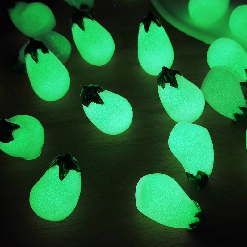 Glow in the Dark Eggplant Resin Charm luminous flatback resin cabochons for DIY crafts