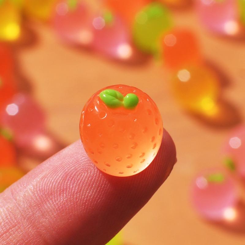 Glow in the dark fruit resin charm cabochon for DIY crafts and decoden