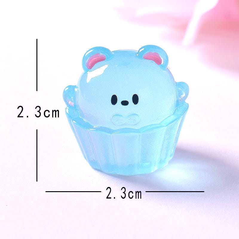 Glow in the Dark Cupcake Animal Resin Charms luminous flatback resin cabochons for DIY crafts