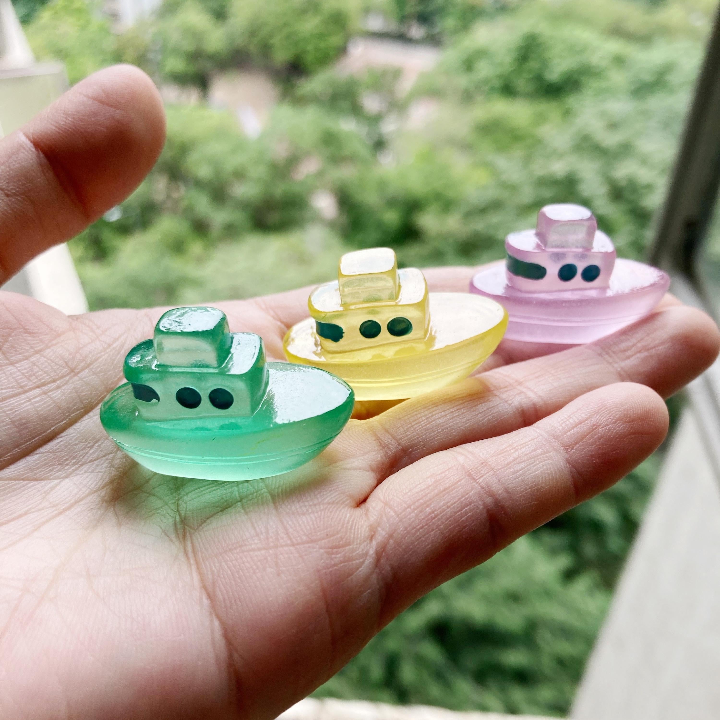 Glow in the dark boat resin charm cabochon for DIY crafts and decoden