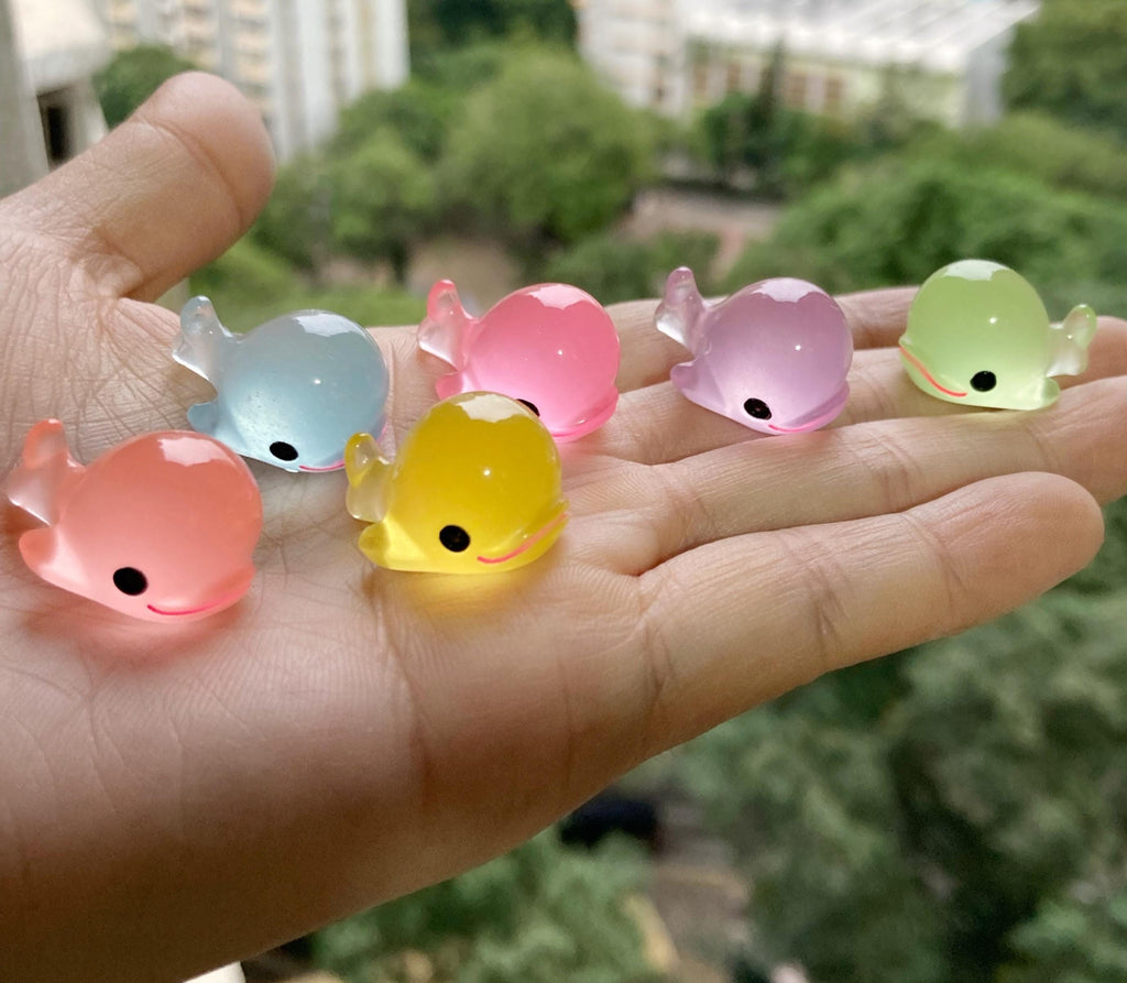 Glow in the Dark Whale Resin Charms | 15mm Ocean Cabochons