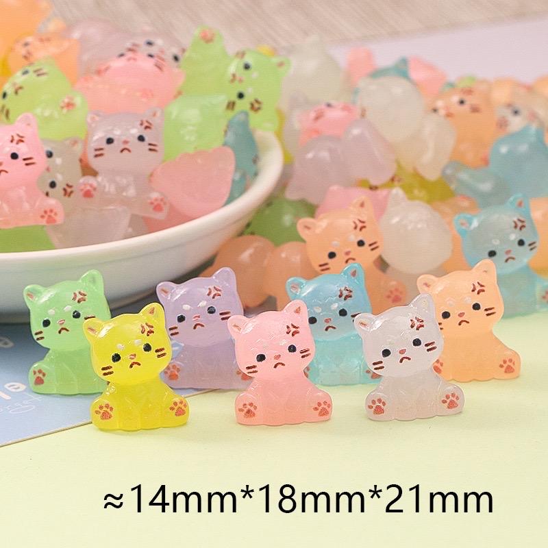 Glow in the dark mad cat resin charm cabochon for DIY crafts and decoden