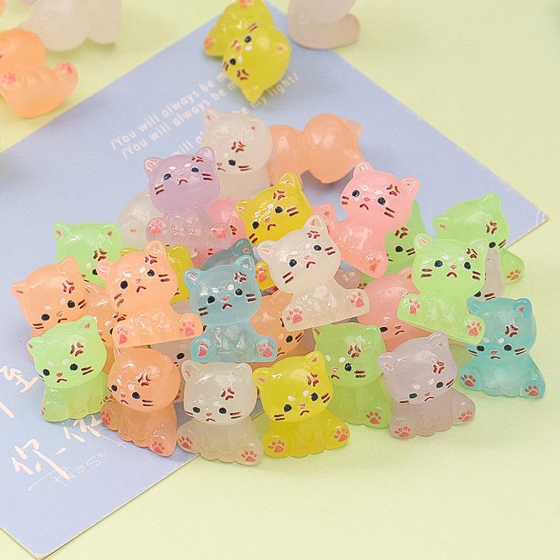 Glow in the dark mad cat resin charm cabochon for DIY crafts and decoden