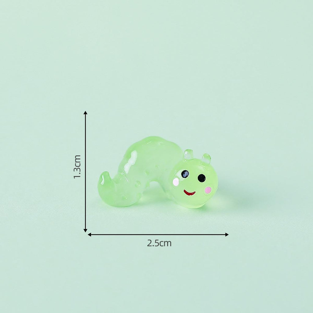 Glow in the dark caterpillar resin charm cabochon for DIY crafts and decoden