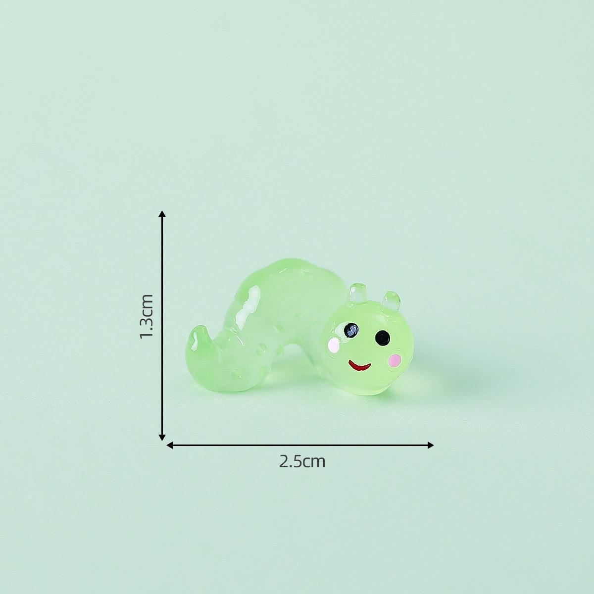 Glow in the dark caterpillar resin charm cabochon for DIY crafts and decoden
