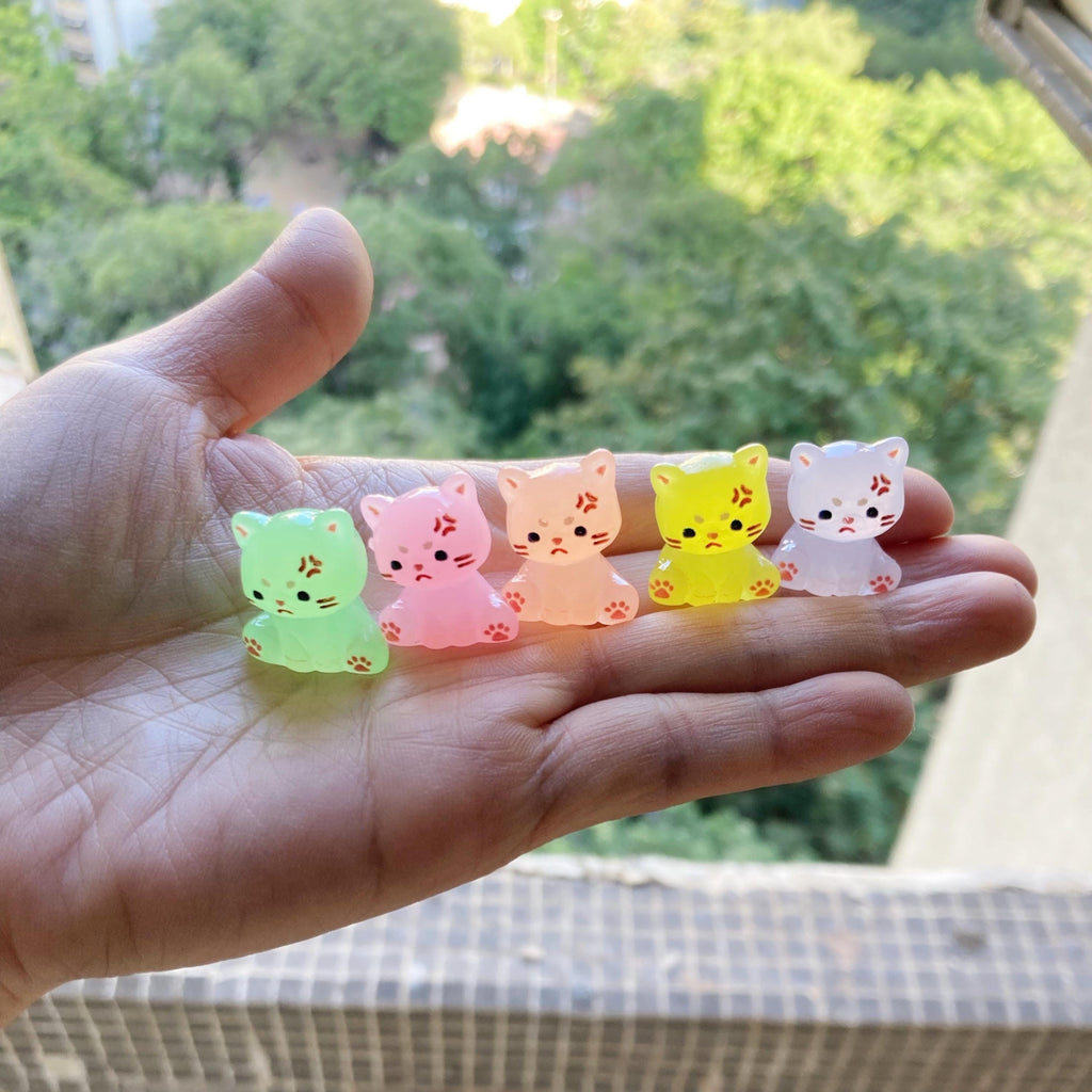 Glow in the dark mad cat resin charm cabochon for DIY crafts and decoden