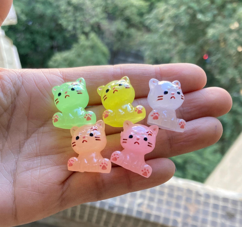 Glow in the dark mad cat resin charm cabochon for DIY crafts and decoden