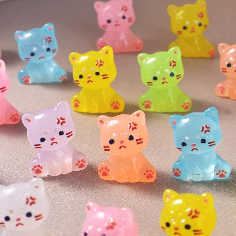 Glow in the dark mad cat resin charm cabochon for DIY crafts and decoden
