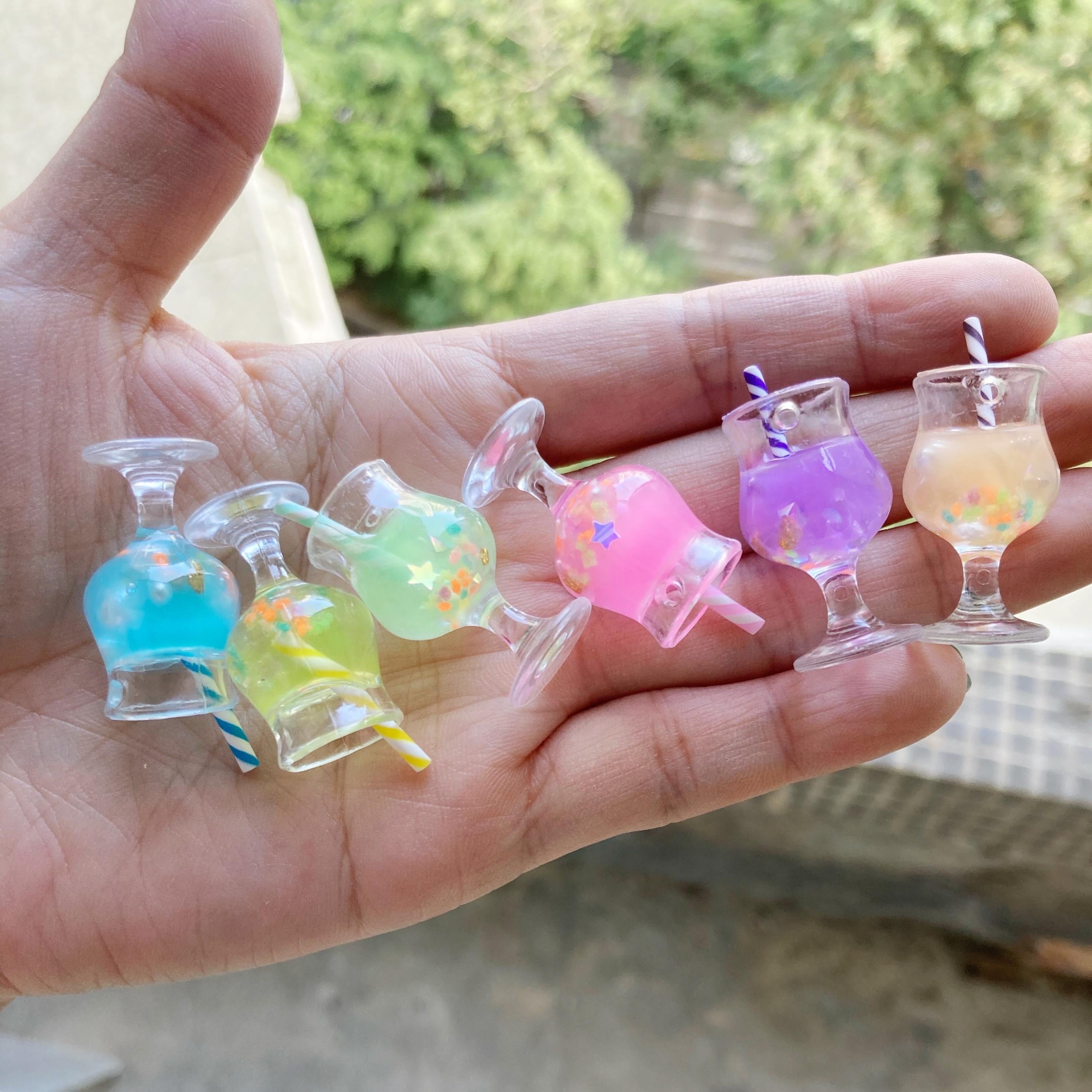 Glow in the Dark Mini Drink Cup Resin Charms luminous flatback resin cabochons for DIY crafts