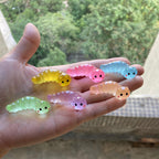 Glow in the Dark Caterpillar Resin Charms | Luminous Flatback Cabochons for DIY Crafts (15x36mm)