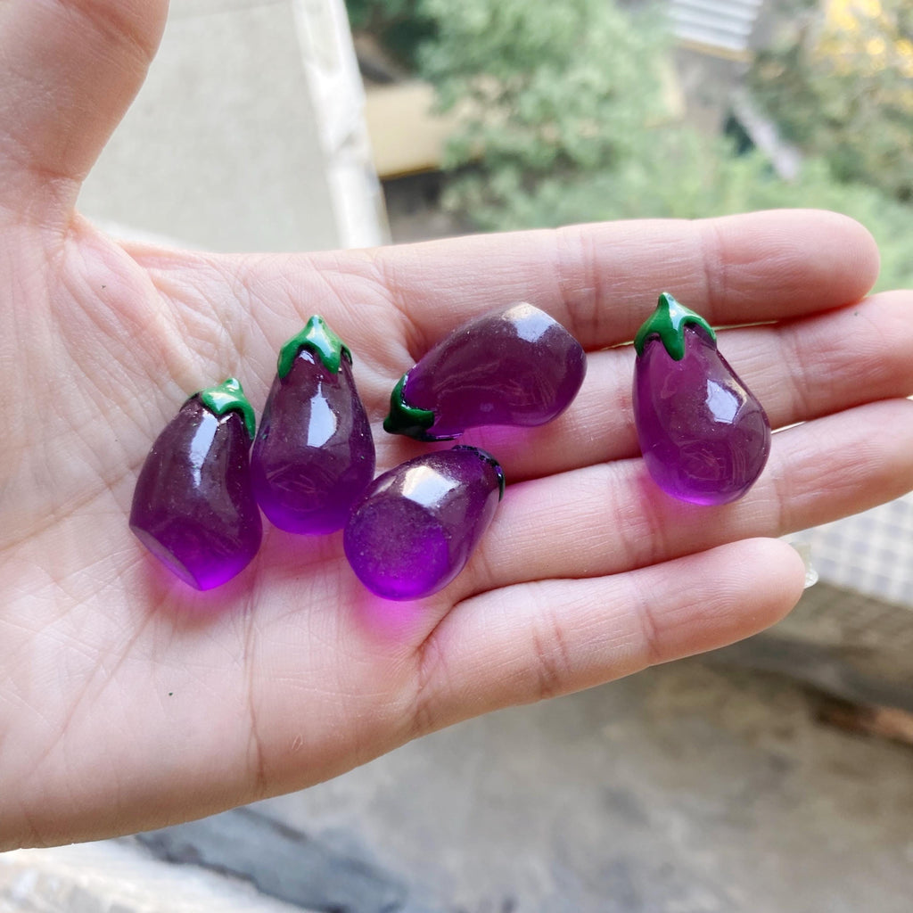 Glow in the Dark Eggplant Resin Charm luminous flatback resin cabochons for DIY crafts