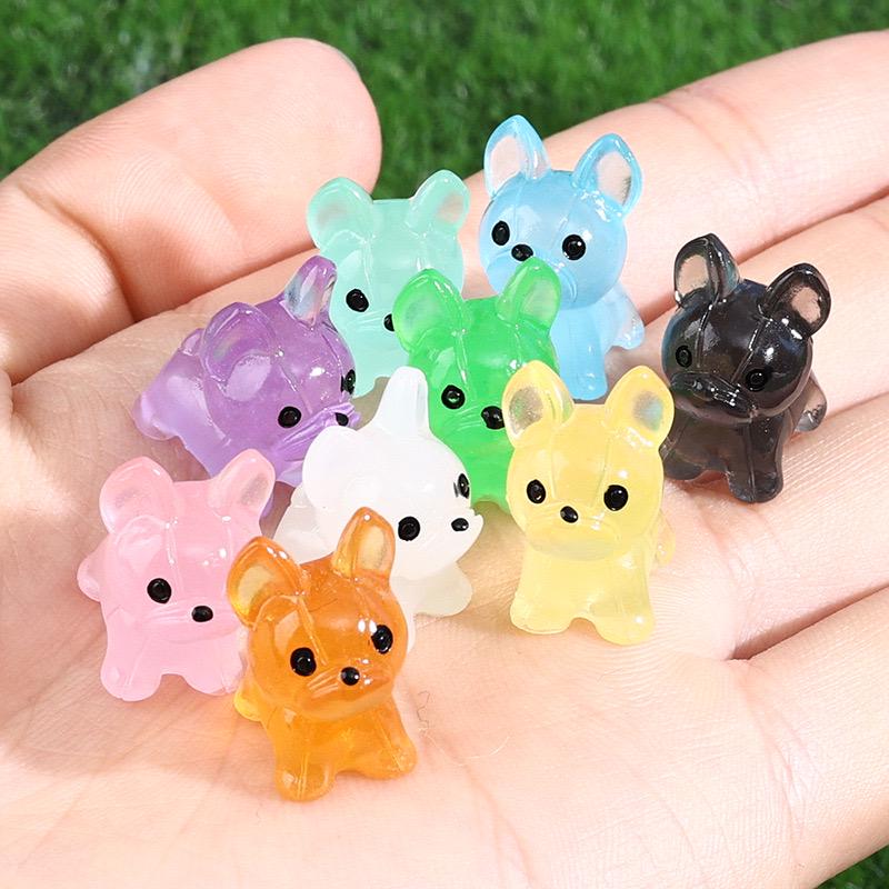 Cute glow in the dark bulldog resin cabochons for DIY crafts