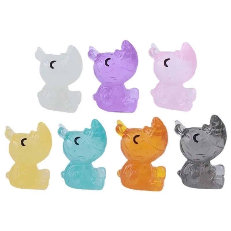 Cute glow in the dark rhinoceros resin charm cabochons