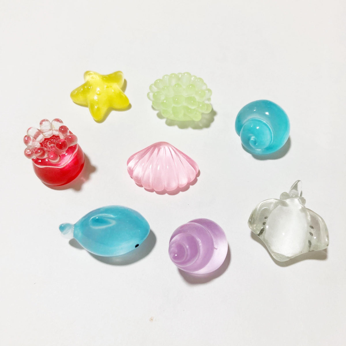 Glow in the Dark Ocean Resin Charms | Luminous Sea Shell, Starfish & Coral Flatback Cabochons for DIY Crafts