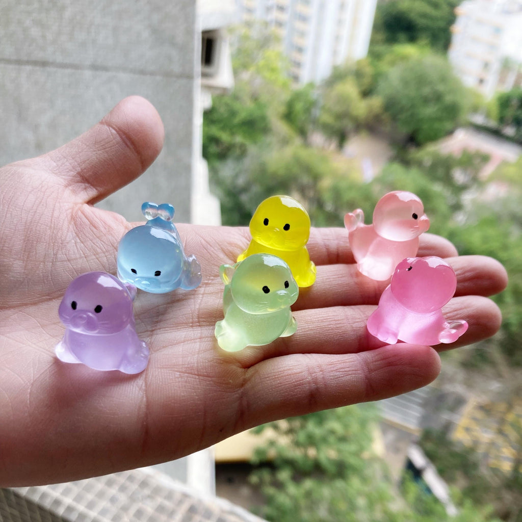 Glow in the Dark Sea Lion Resin Charms | Luminous Ocean Flatback Cabochons for DIY Crafts