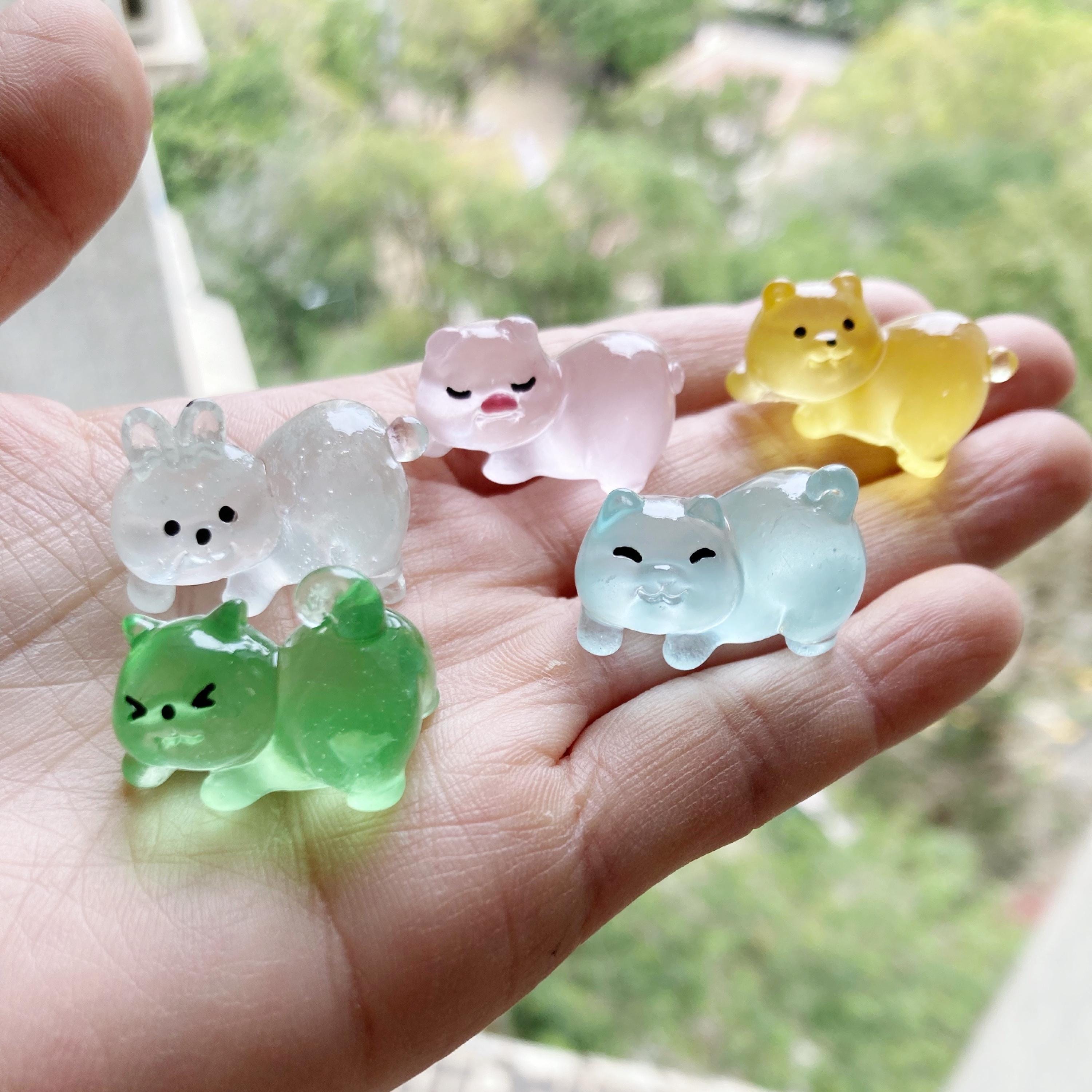 Glow in the Dark Animal Resin Charms | Cat, Pig, Bear & Rabbit Cabochons