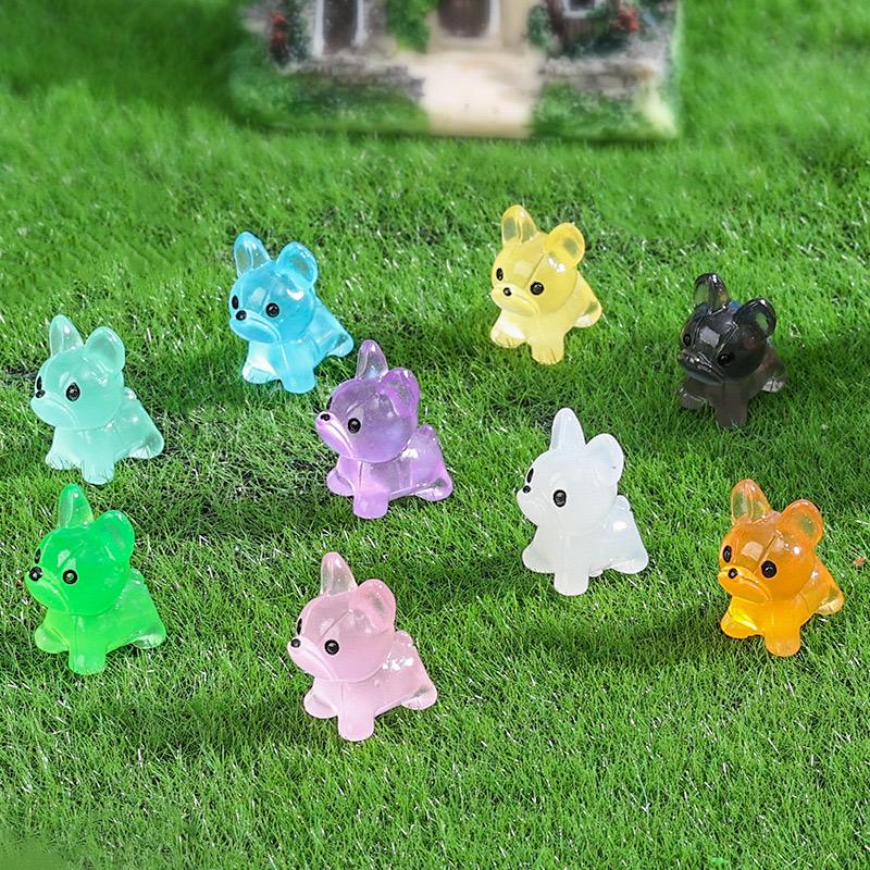 Cute glow in the dark bulldog resin cabochons for DIY crafts