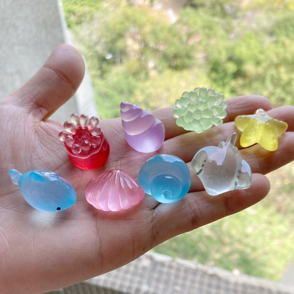 Glow in the Dark Ocean Resin Charms | Luminous Sea Shell, Starfish & Coral Flatback Cabochons for DIY Crafts